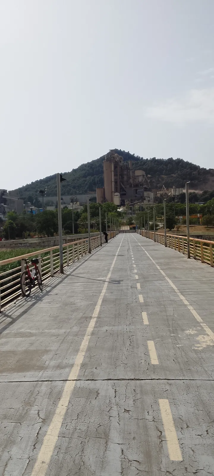 The bike bridge under the cement works